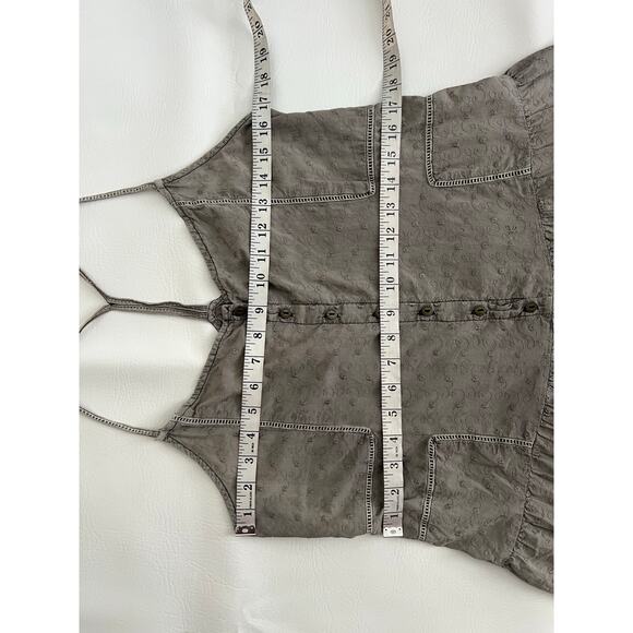 Current Elliott Florence Grey babydoll Mini Dress Eyelet Size 2 Grunge Neutral‎ - Picture 11 of 11